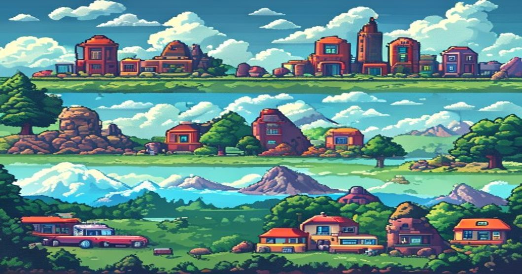 Retro pixel art timeline of io games